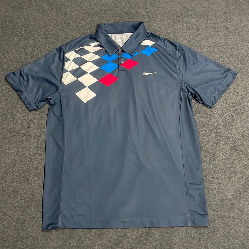 Nike Tour Performance Golf Polo - Men’s L (Blue/Gray)